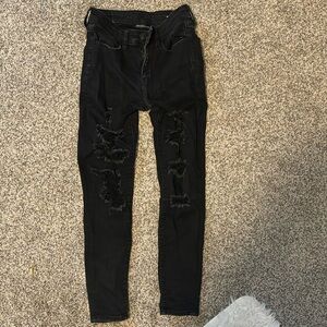 black american eagle ripped skinny jeans